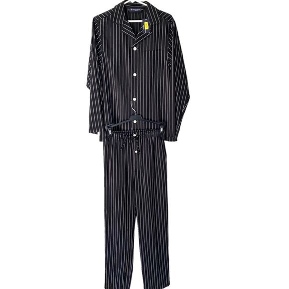 Hart Schaffer Marx Sleepwear Black Pin Stripe Mens Pajama Set NWTs size small - Picture 1 of 12
